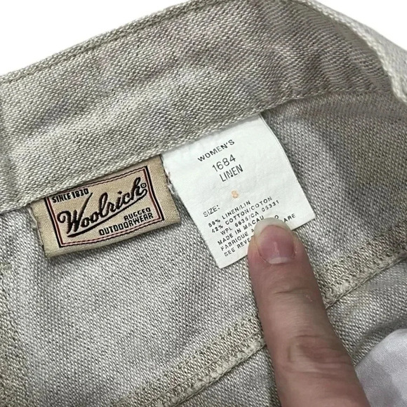 Woolrich Beige Linen High Waisted Women’s Pants 8 - Picture 3 of 3
